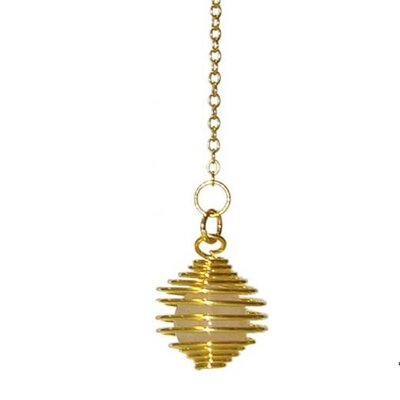 Pendule spirale dorée boule quartz rose