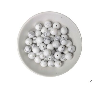 Perles Howlite Blanche 8 mm Sachet de 50 perles